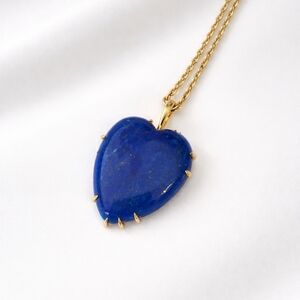 Jane Win Lapis Lazuli Heart Necklace Retired Claw Prong Designer